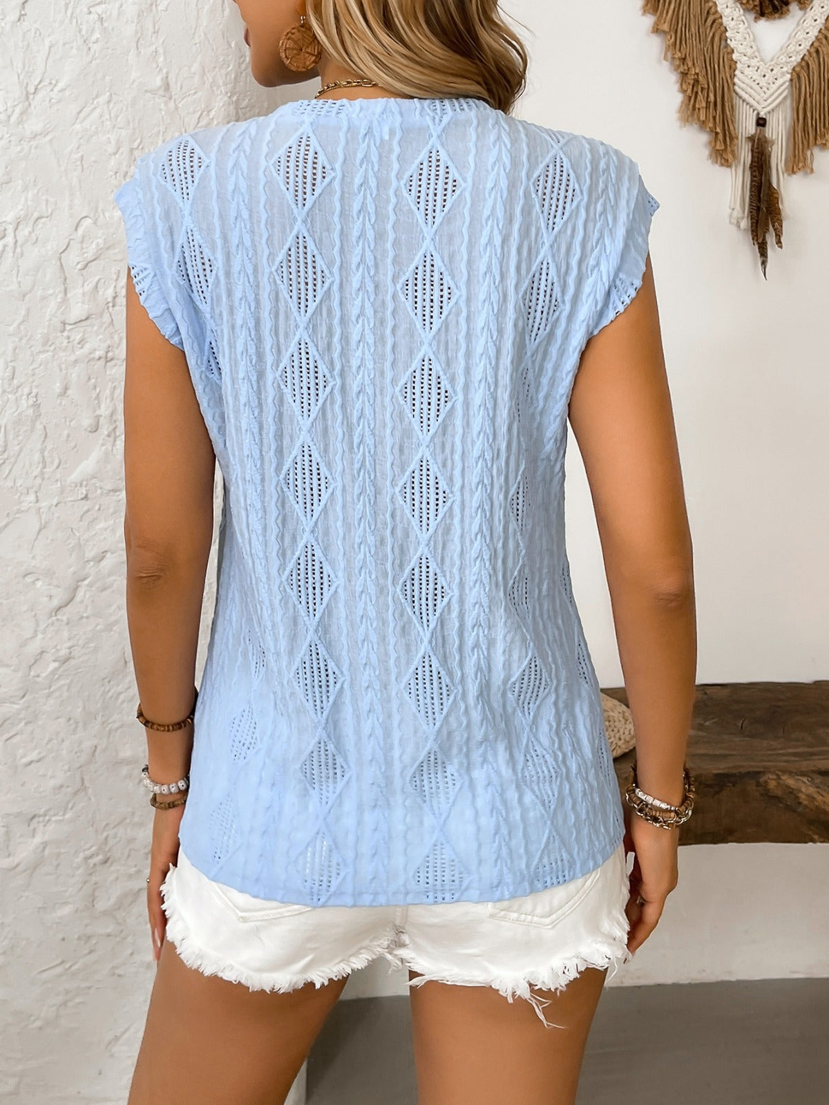 R&B | Jacquard T-Shirt mit Rundhalsausschnitt und kurzen Ärmeln