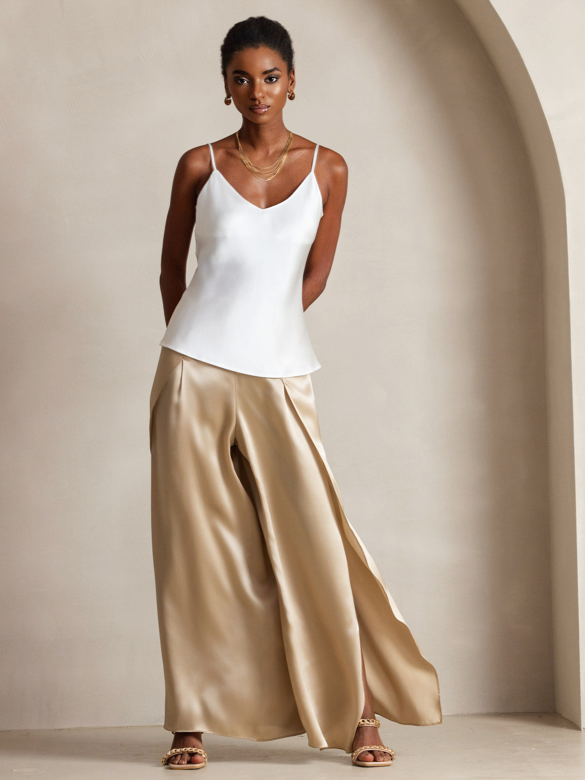 R&B | V-Ausschnitt Reine Seide Spaghettiträger Camisole Top
