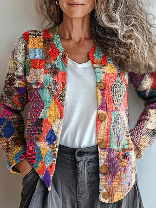 R&B | Mehrfarbiges Flickenmuster-Jacke