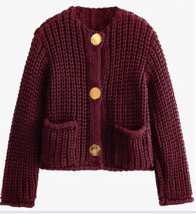 R&B | Gemütlicher Chic Damenstrickjacke mit Knöpfen und Taschen