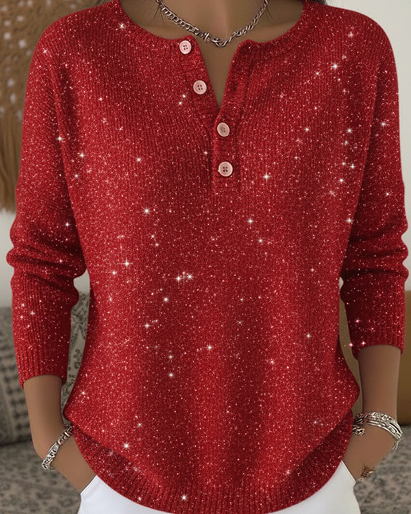 R&B | Pullover mit Rundhalsausschnitt und Knöpfen