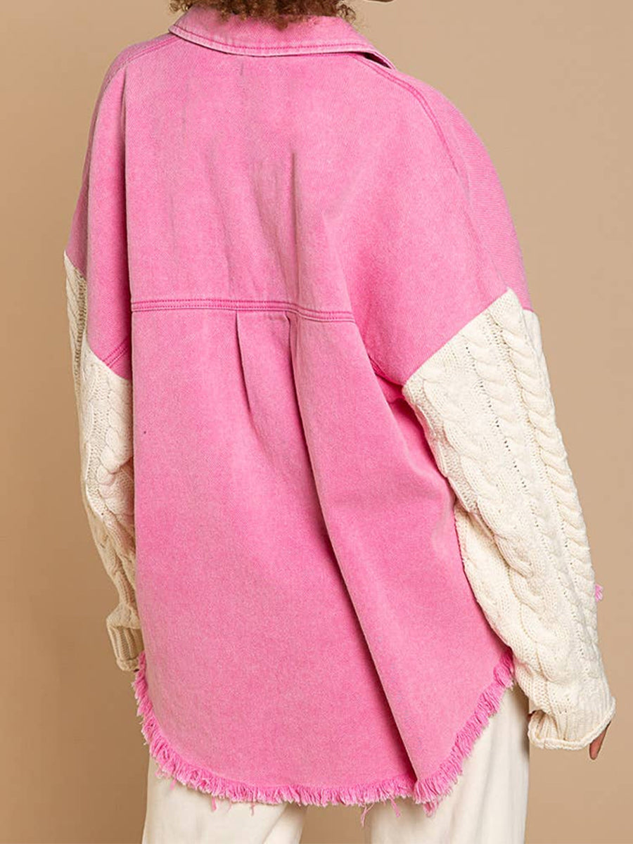 R&B | Kabelstrick Raw Hem Denim Jacke