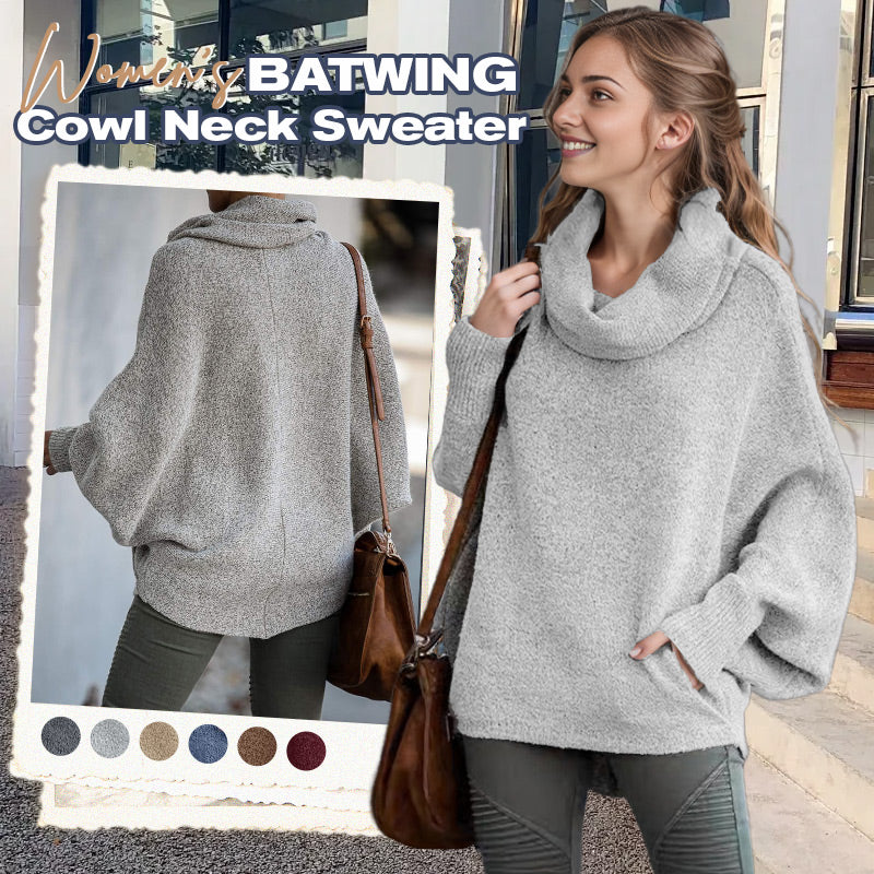 R&B | Gemütlicher Batwing-Pullover mit Wasserfallausschnitt und Taschen