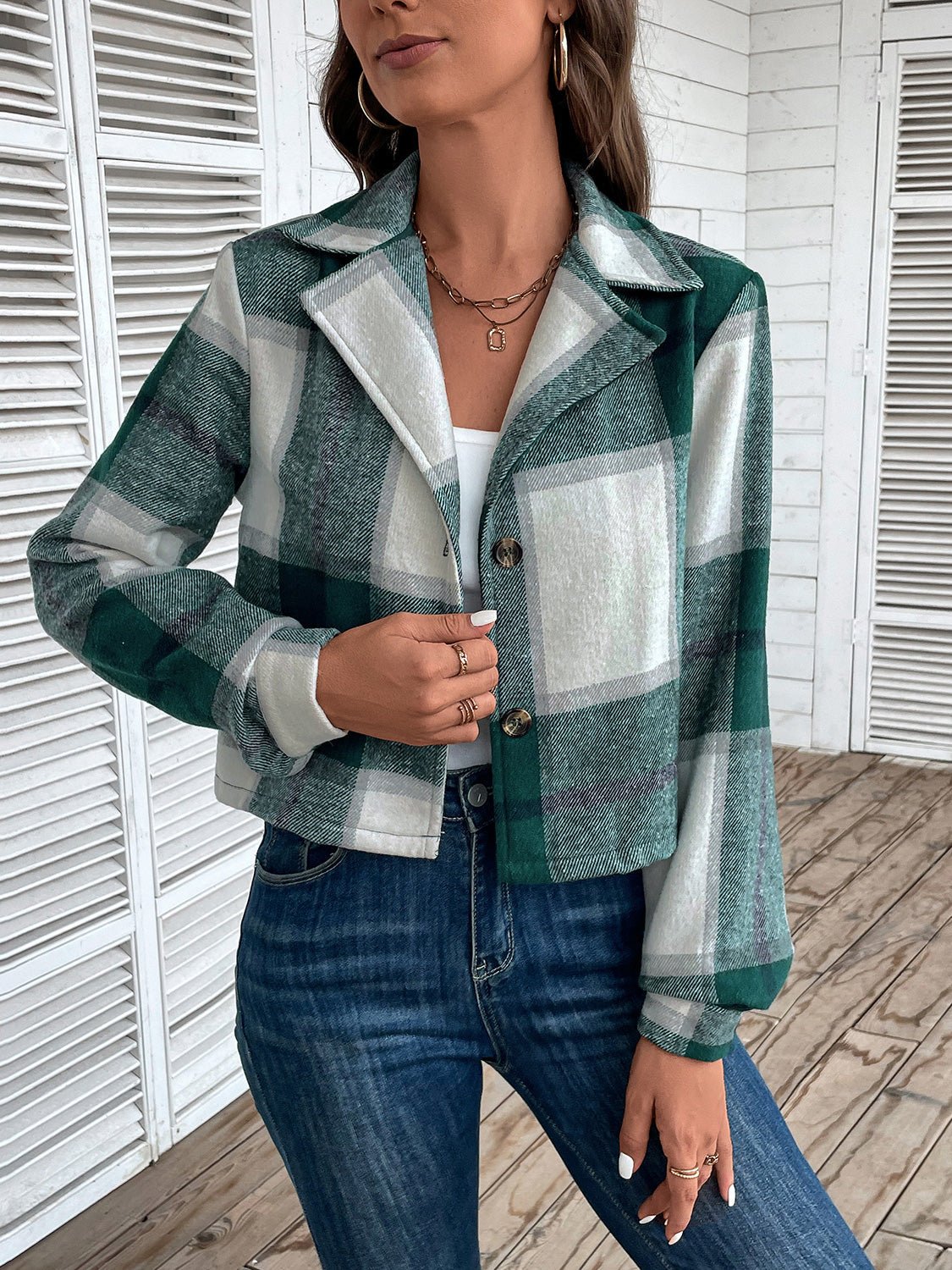 R&B | Kurze Hemdbluse mit Karomuster Knopfverschluss Lässig und Stilvoll