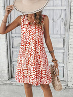 R&B | Sommerkleid mit Print Ohne Ärmel, V-Ausschnitt, A-Linie, Leicht und Elegant