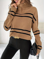 R&B | Gestreifter Rollkragenpullover