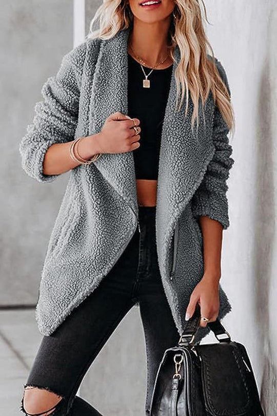 R&B | lässige Lammlederjacke mit Reißverschlusstaschen und Kastenveloursjacke