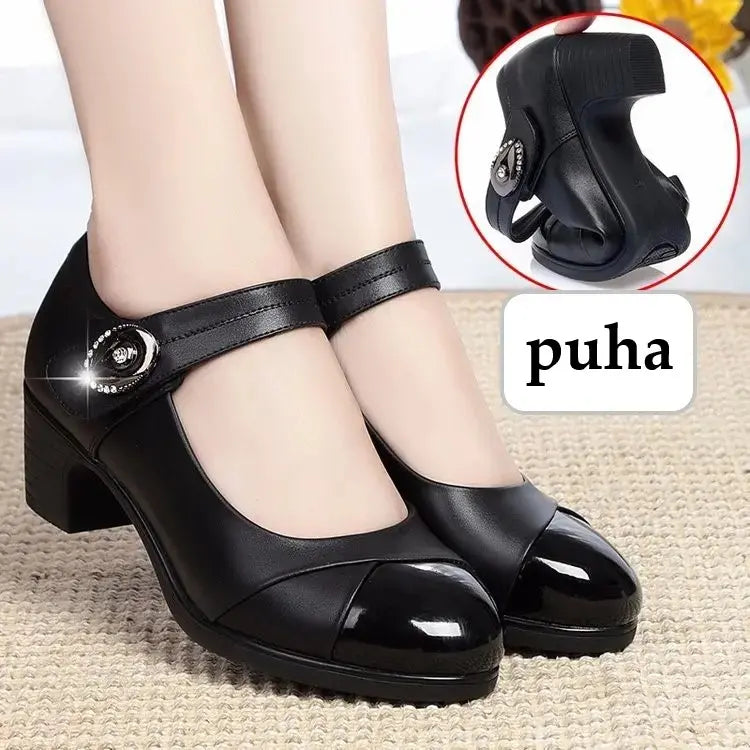 Damen Schuhe mit runder Spitze aus Leder R&B