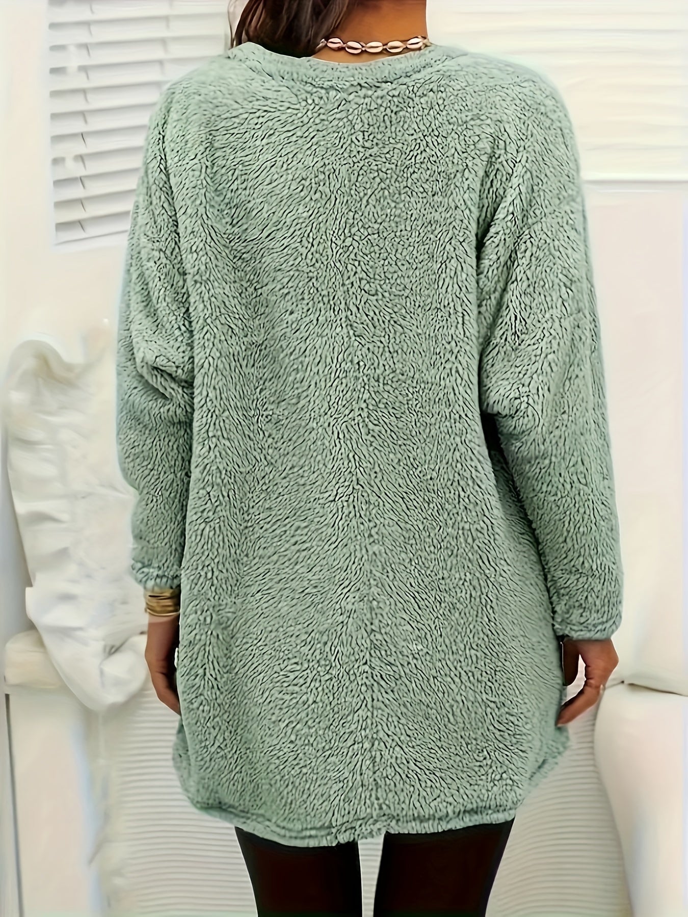 R&B | Lang Teddy Tunika mit Taschen Polyester Warm und Stilvoll