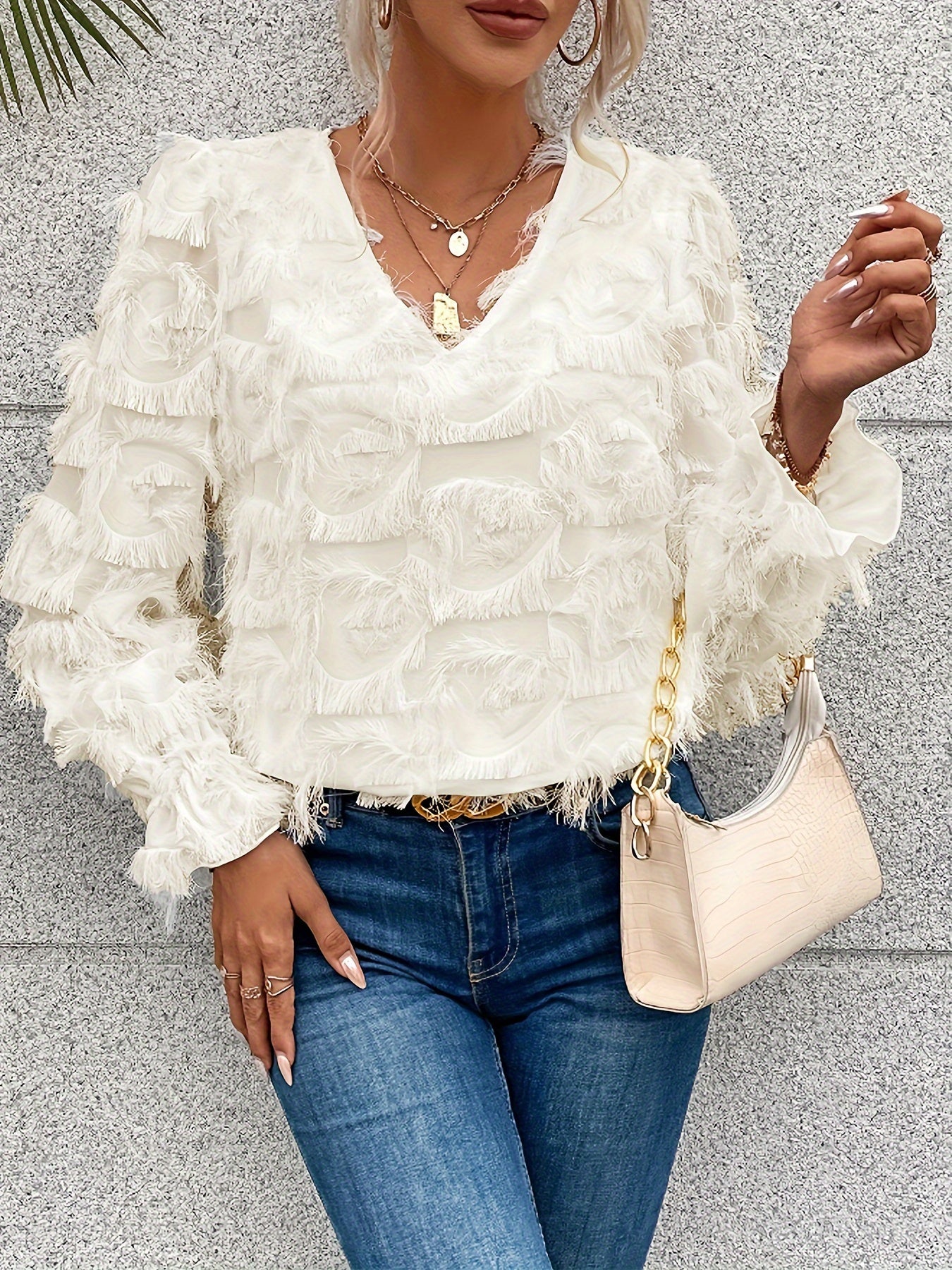 R&B | Elegantes Top mit Fransen-details Polyester Stilvoll und Bequem