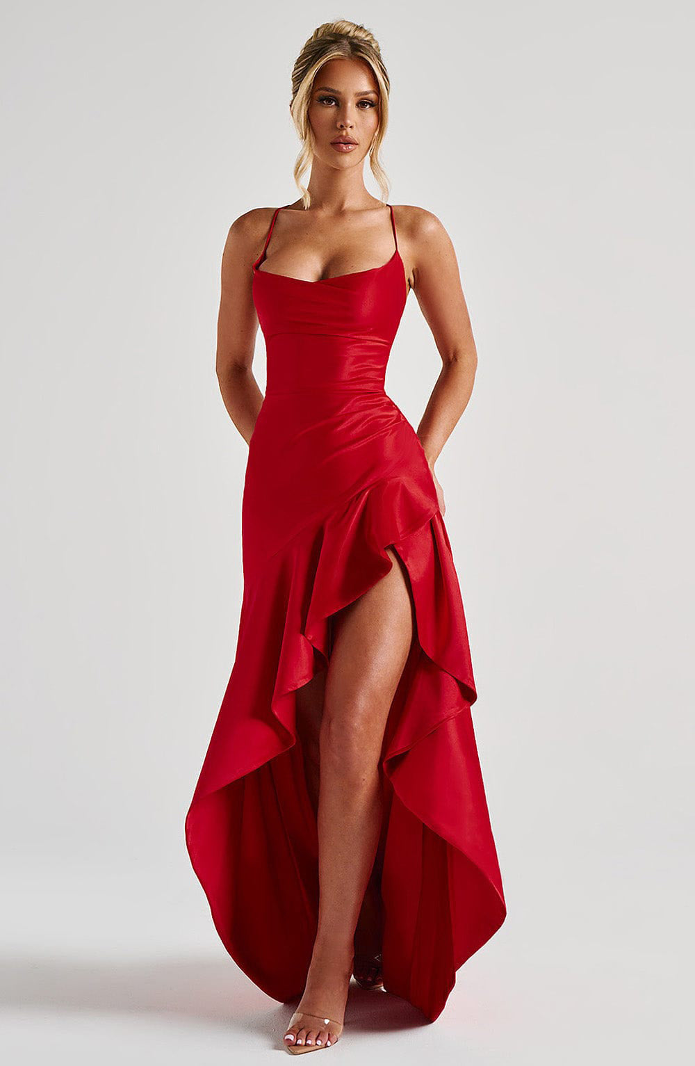 R&B | Rückenauschnitt Rüschen Unregelmäßiges Kleid