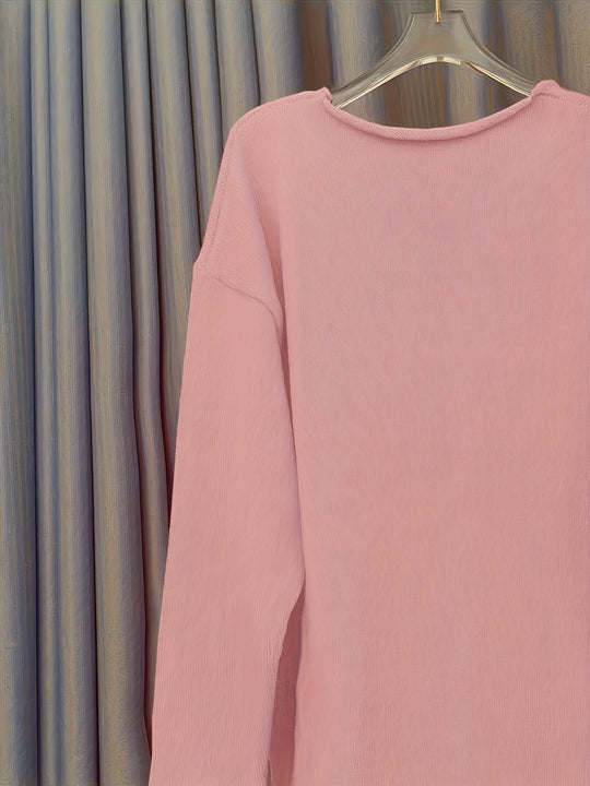 R&B | Damen Oversize-Pullover mit V-Ausschnitt & Muster