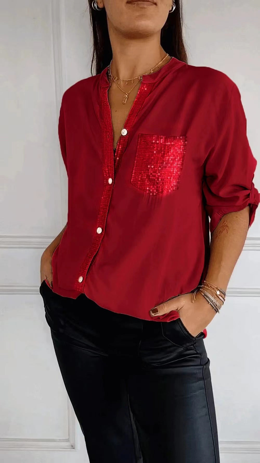 R&B | Glitzerbluse Mit Paillettentasche