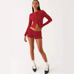 R&B | Einfarbige schmal geschnittene lange Strickjacke