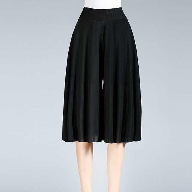 R&B | Damen Chiffon Culottes mit Breiten Beinen und Hoher Elastischer Taille