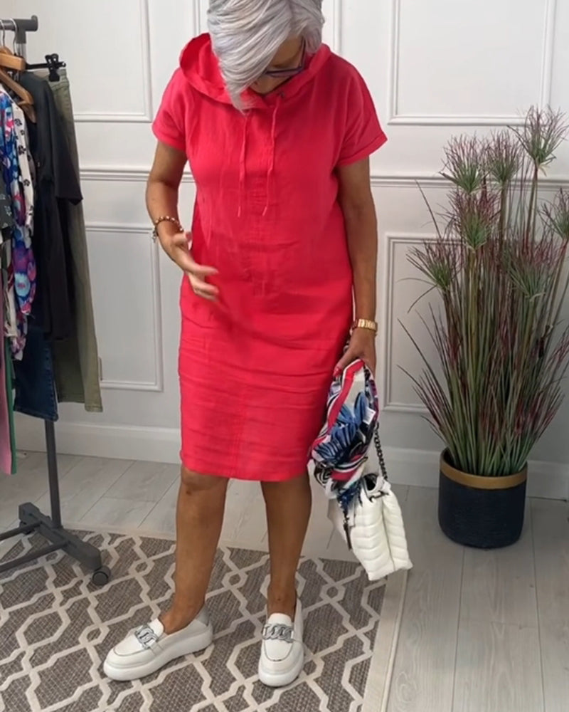 R&B | Kurzärmliges Freizeitkleid mit Kapuze