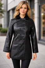 R&B | Eleganter Leder Trenchcoat