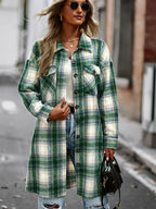 R&B | Karierte Button-Up Longline Jacke mit Taschen