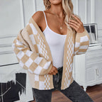 R&B | Karierter Strick Strickjacke
