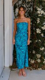 R&B | Satin rückenfreies Röhrentop Kleid