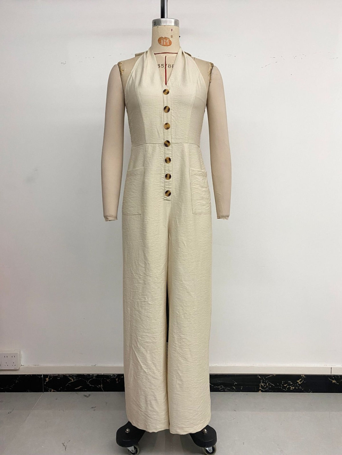R&B | Einfarbiger Overall mit weitem Bein