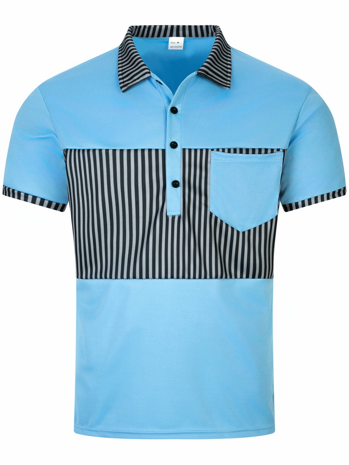 R&B | Tasche Knopf Revers gestreiftes Farbschema T-Shirt