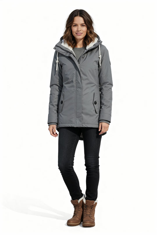 R&B |warme Winterjacke mit Kapuze für Damen
