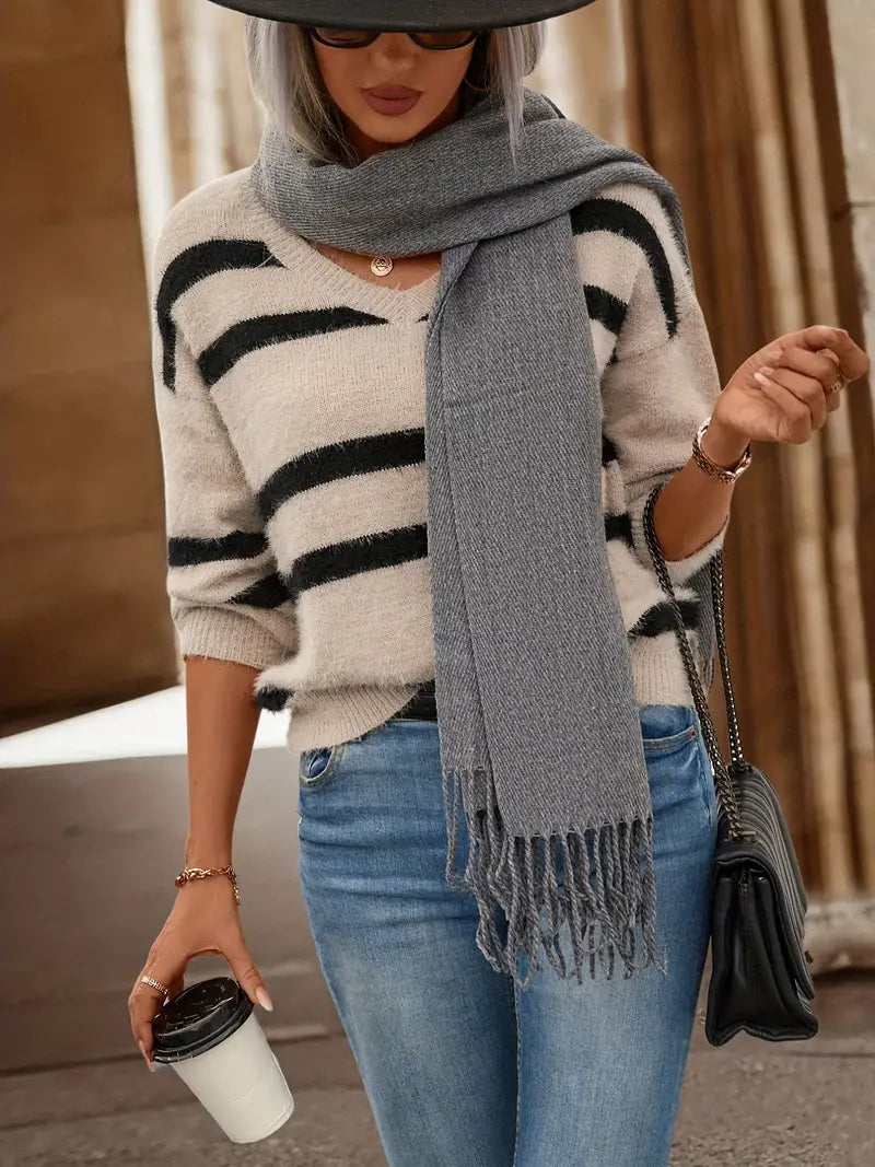 R&B | gestreifter Strickpullover für Damen