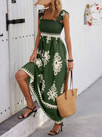 R&B | Bedrucktes Brustwickelkleid im Urlaubsstil