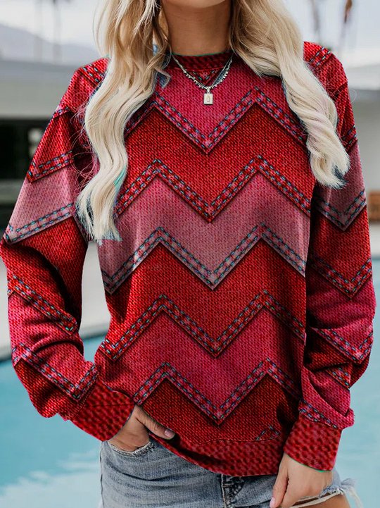 R&B | Lässiges Sweatshirt mit Zickzack-muster Weich und Trendy Perfekt für Den Alltag