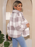 R&B | Karierter Kragen-Nacken Drop Shoulder Mantel