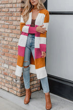 R&B | Gestrickte Strickjacke mit offener Vorderseite und Farbblock