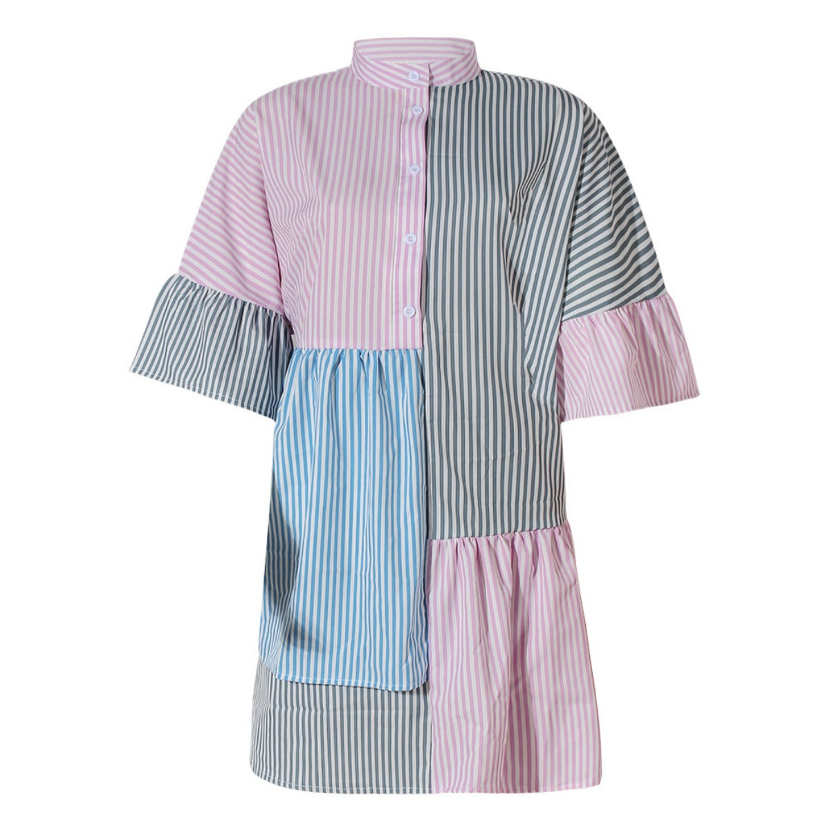 R&B | Gestreiftes Kleid mit kontrastierendem Print