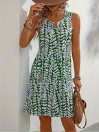 R&B | Sommerkleid mit Print Ohne Ärmel, V-Ausschnitt, A-Linie, Leicht und Elegant