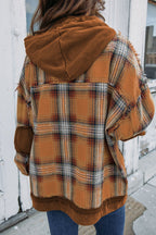 R&B | Karierte Jacke mit Kapuze und Rohen Kanten Baumwolle Lässig und Trendy