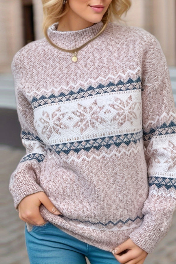 R&B | Schicker Weihnachts-Turtleneck mit Schneeflockenpullover