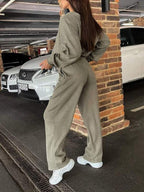 R&B | lässiges V-Ausschnitt Pullover- und Hose-Set