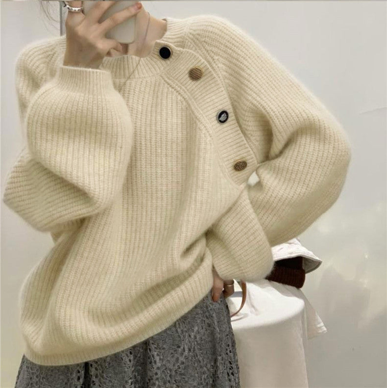 R&B | Strickpullover mit Dekorativen Knöpfen Weich und Elegant Einzigartiges Design