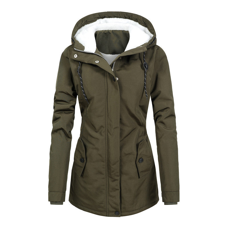 R&B | Damen Fleecejacke mit Kapuze und Kordelzug