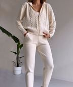 R&B | Zweiteiliges Set mit Cardigan und casual Jacquard-Strickpullover