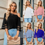 R&B | Mode lässig solide Farbe Metall Schnalle Schulter Top Frauen