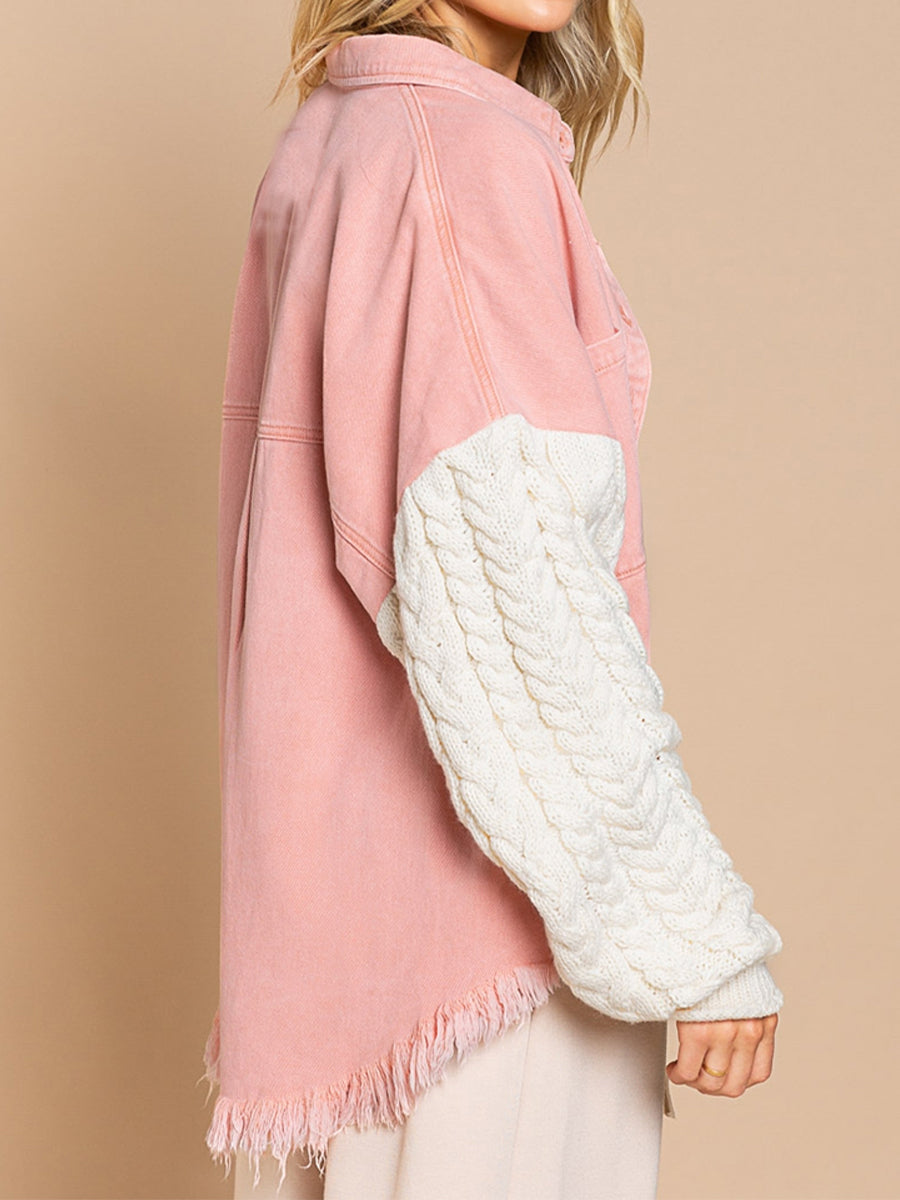 R&B | Kabelstrick Raw Hem Denim Jacke