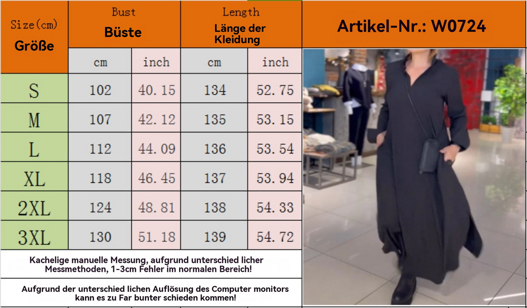 R&B | Langärmeliges Kleid mit V-Ausschnitt Damenbekleidung