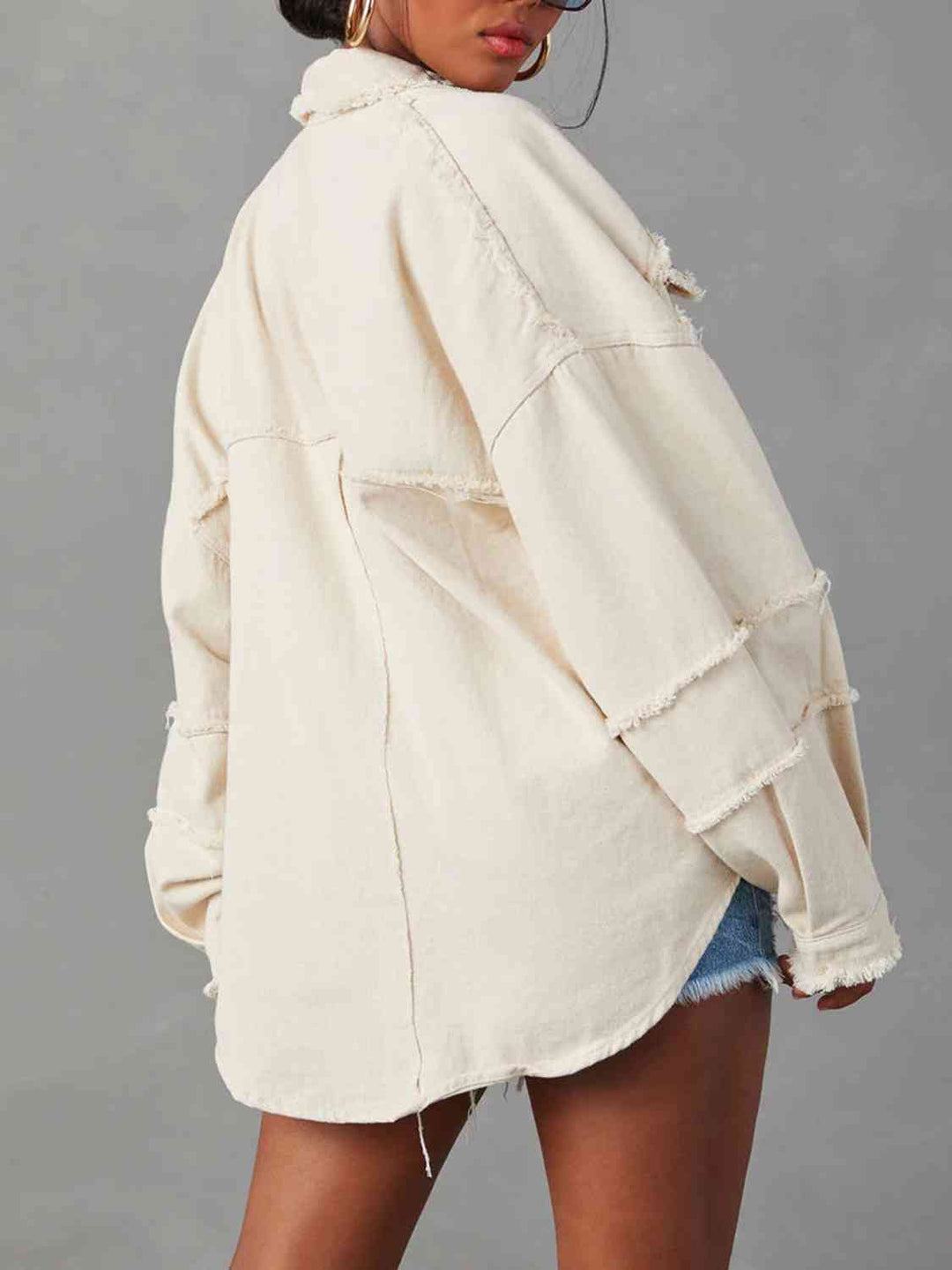 R&B | Button Down Raw Hem Denim Jacke