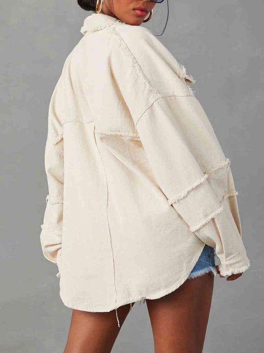 R&B | Button Down Raw Hem Denim Jacke