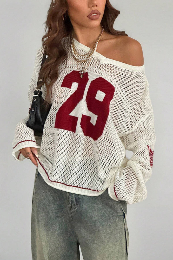 R&B | Gemütlicher V-Ausschnitt Strickpullover mit Digitaldruck