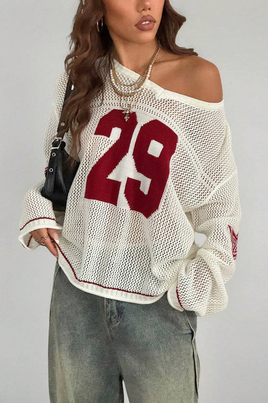 R&B | Gemütlicher V-Ausschnitt Strickpullover mit Digitaldruck