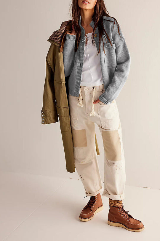 R&B | Jacke Stehkragen Einfarbiger Cardigan Pullover