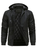 R&B |  Winddichte PU Winterjacke für Herren mit Kapuze