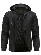 R&B |  Winddichte PU Winterjacke für Herren mit Kapuze